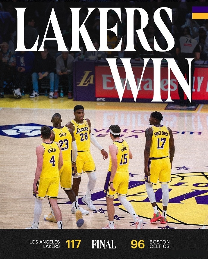 湖人客场胜凯尔特人，取得四连胜